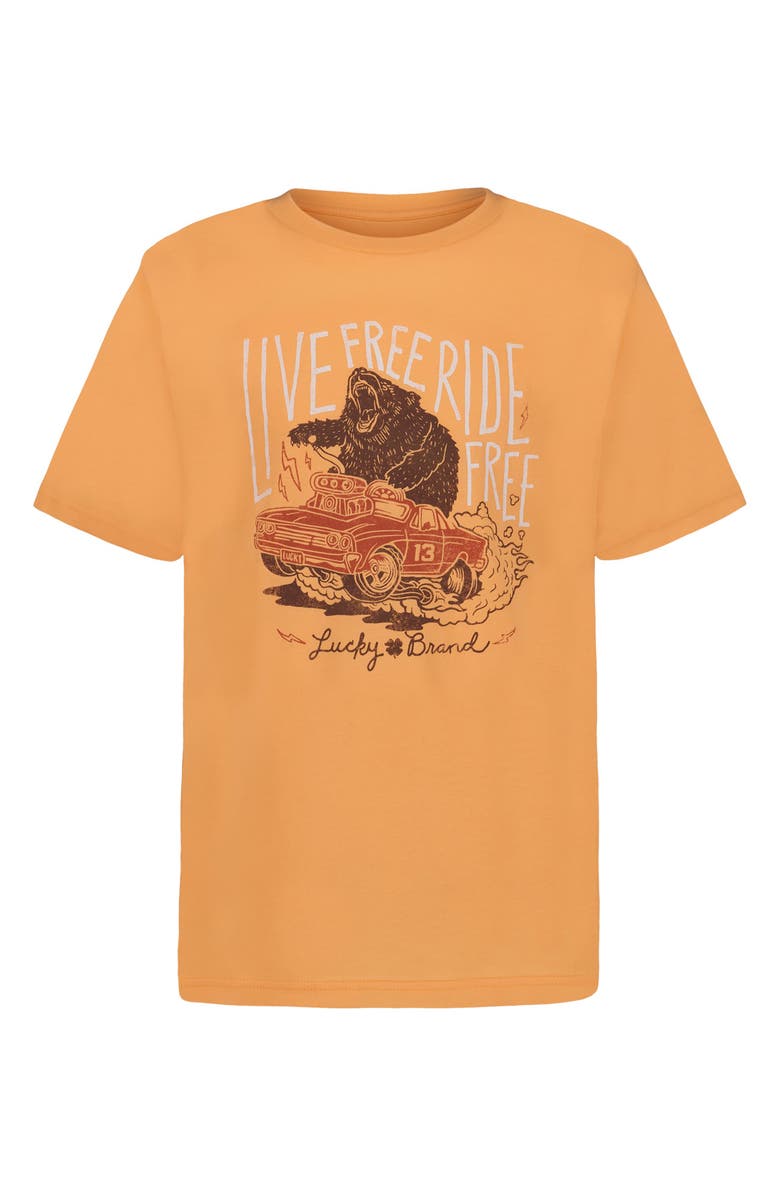 Lucky Brand Kids' Ride Free Graphic T-Shirt, Main, color, Papaya