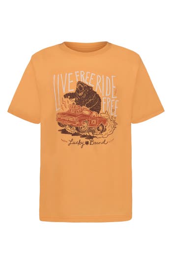 Lucky Brand Kids' Ride Free Graphic T-shirt In Orange