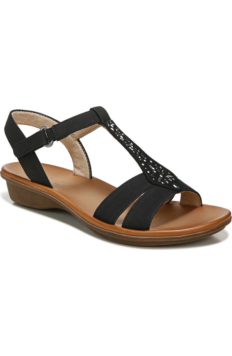 SOUL NATURALIZER Summer Embellished T-Strap Sandal - Wide Width Available, Alternate, color, Black