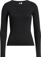 Nordstrom Ribbed Crewneck Long Sleeve T-Shirt