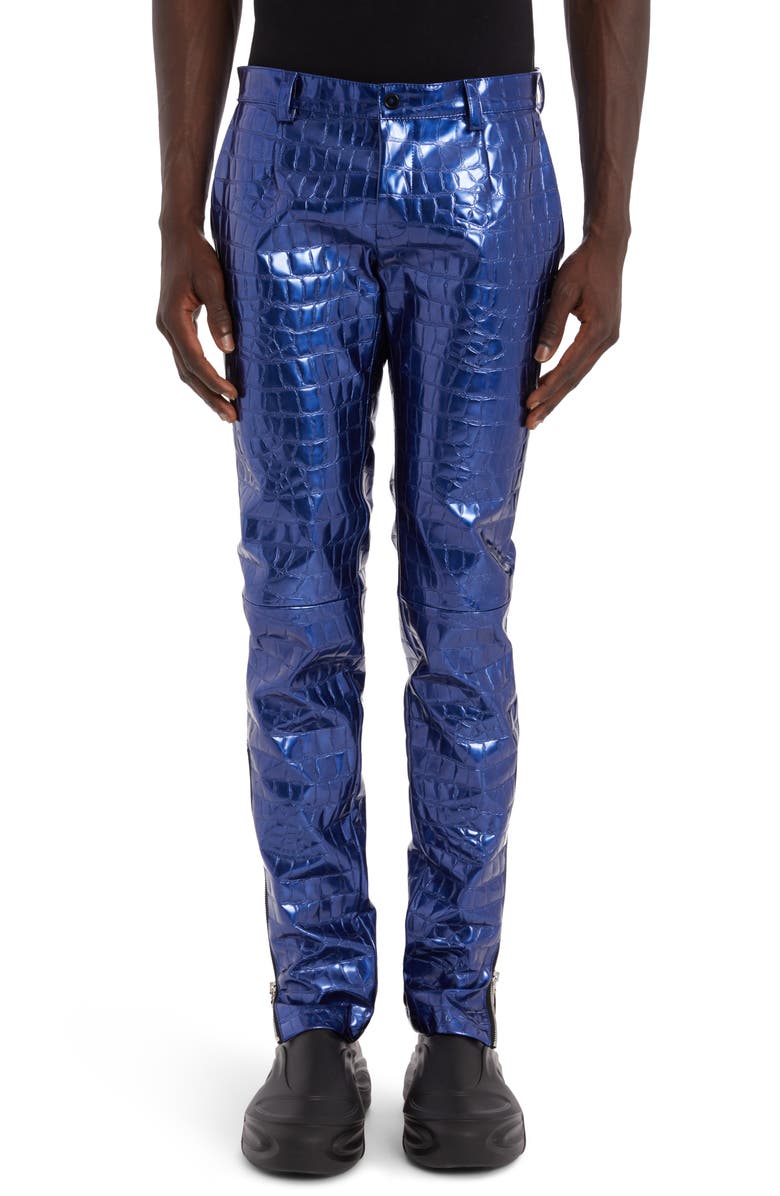 Dolce&Gabbana Alligator Embossed Faux Leather Pants, Main, color,