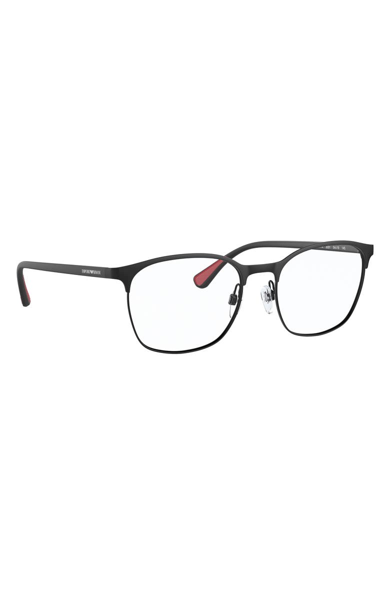 Emporio Armani 54mm Oval Optical Glasses, Alternate, color, Matte Black / Demo Lens