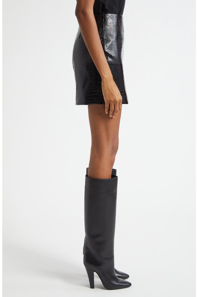Gerard Croc Embossed Faux Leather Miniskirt, Alternate, color, BLACK