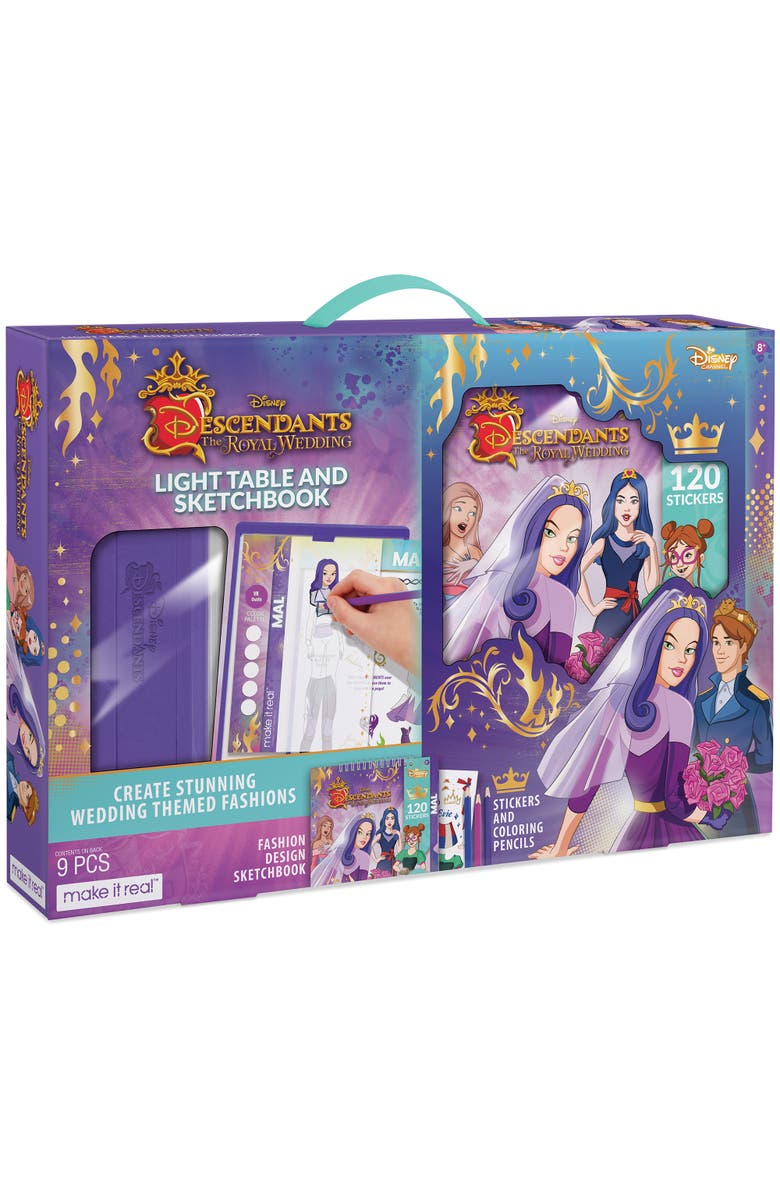 Disney Descendants Royal Wedding Light Table & Sketchbook 9 Piece Set, Main, color, Multicolored