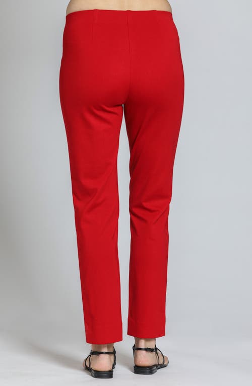 Apny Split Hem Pull-on Crop Slim Pants In Red