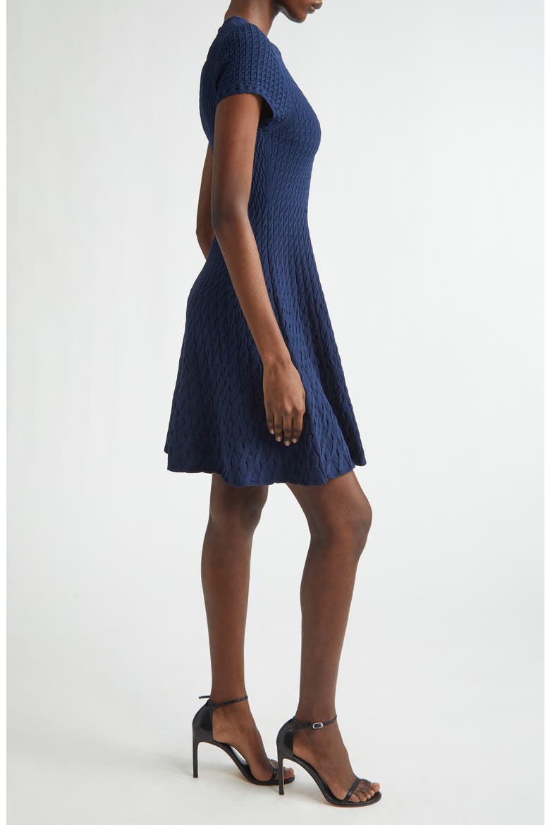 Gradient Cable Fit & Flare Sweater Dress, Alternate, color, NAVY