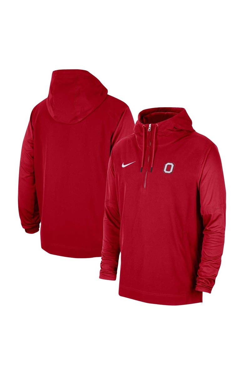 Nike Men's Nike Scarlet Ohio State Buckeyes 2023 Sideline Player Quarter-Zip Hoodie Jacket, Main, color, Scarlet