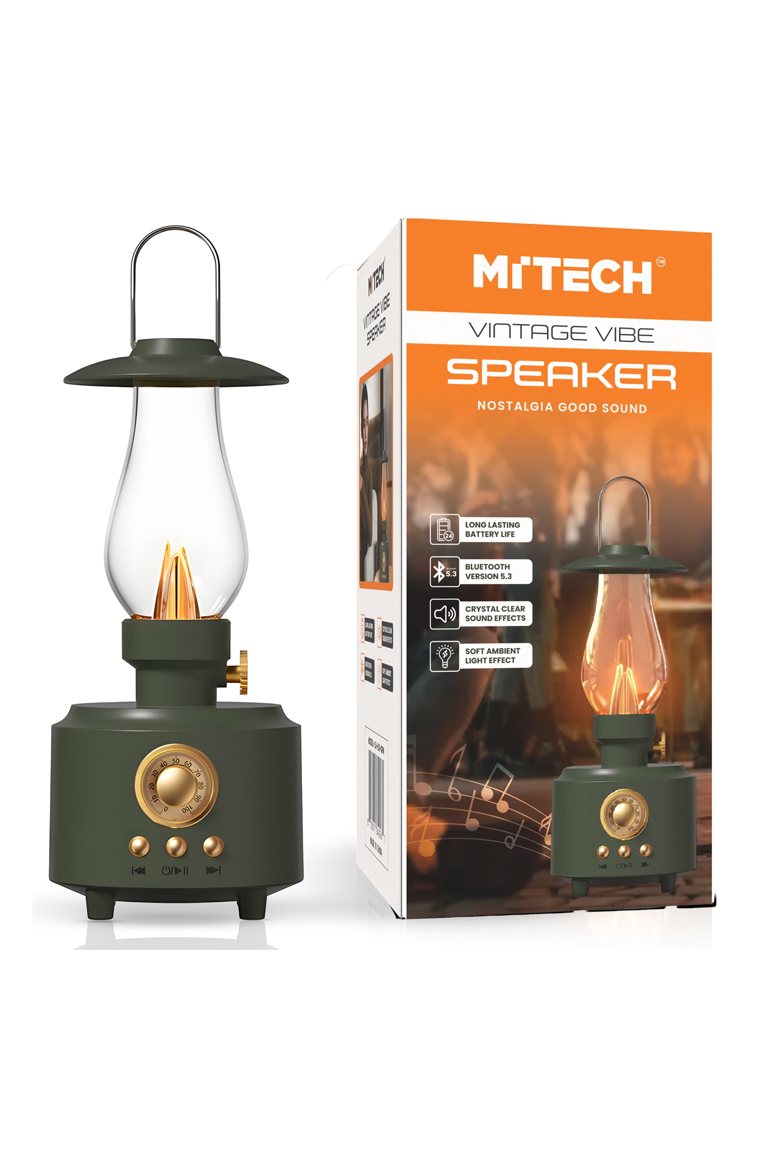 MiTECH Vintage Bluetooth Speaker with Flame Light