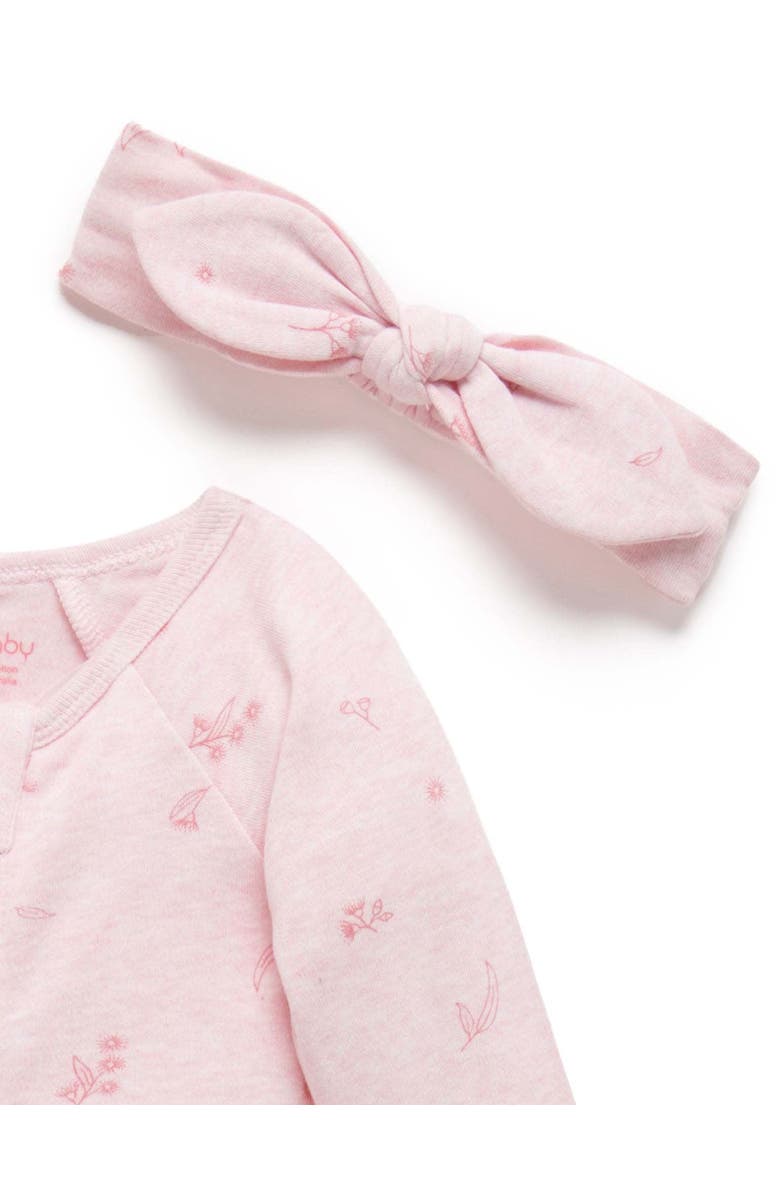 Purebaby Zip Growsuit & Headband Set, Alternate, color, Pale Pink Blossom