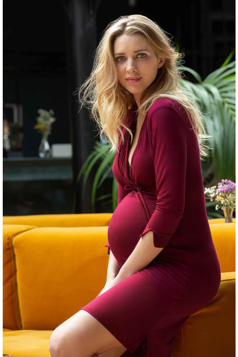 Milk Maternity/Nursing Nightgown, Alternate, color, BURGUNDY