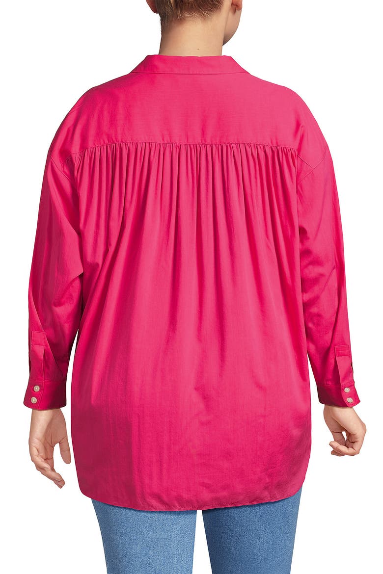 Women's Plus Size Cotton Voile Billowy Oversized Shirt, Alternate, color, Hot Pink