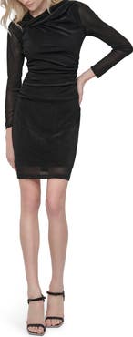 DKNY Long Sleeve Velvet Sheath Dress