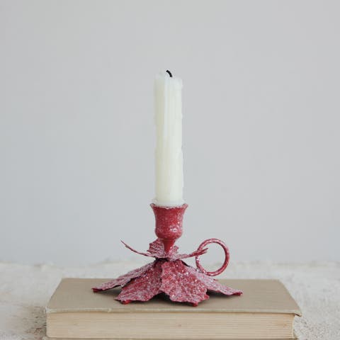 Iron Poinsettia Taper Holder