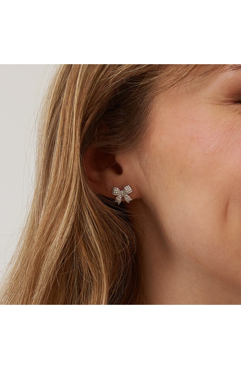 Spero London Bowtie Sterling Silver Zirconia Stud Earring, Alternate, color, Silver