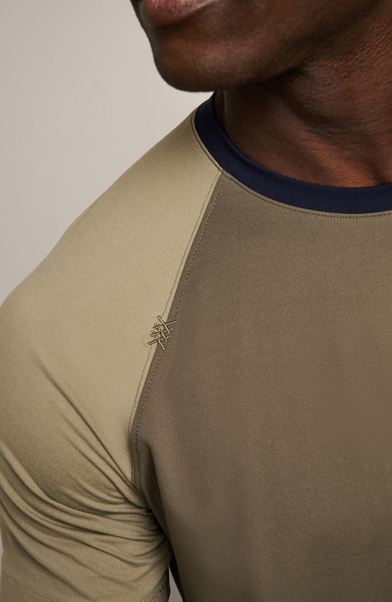 Rhone Reign Performance T-Shirt, Alternate, color, Smokey Olive Color Block