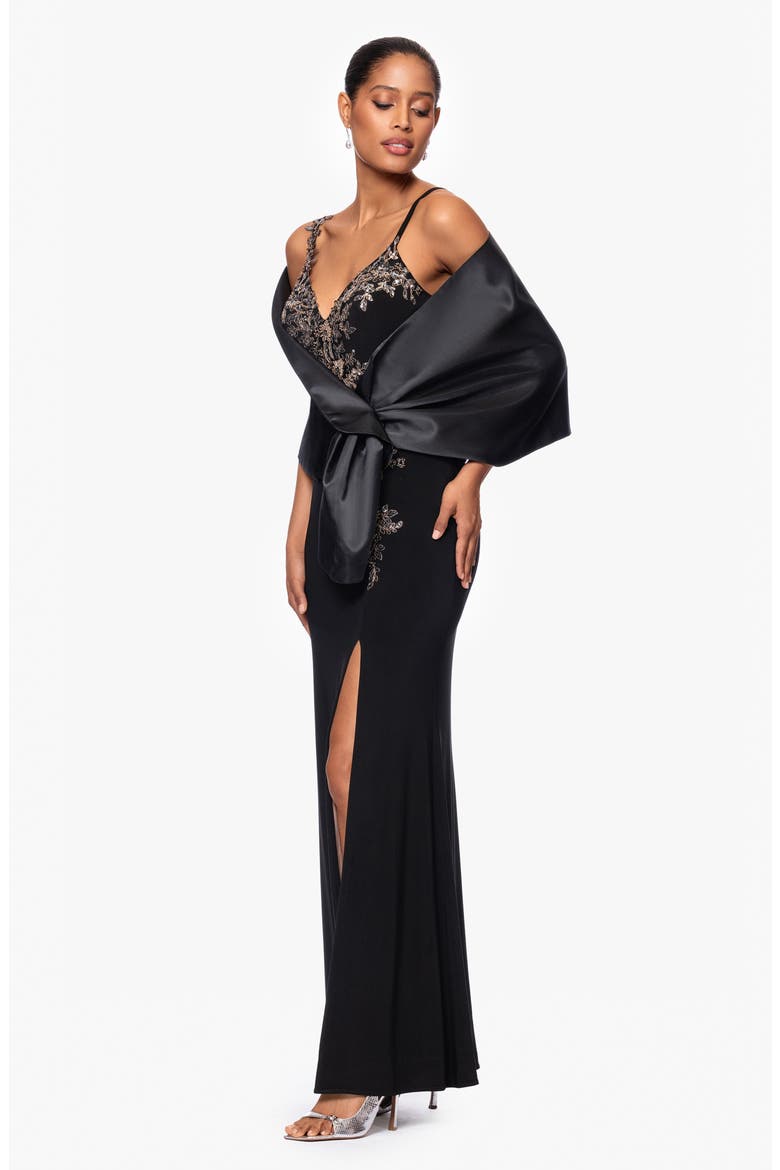 Satin Shawl Wrap, Alternate, color, BLACK
