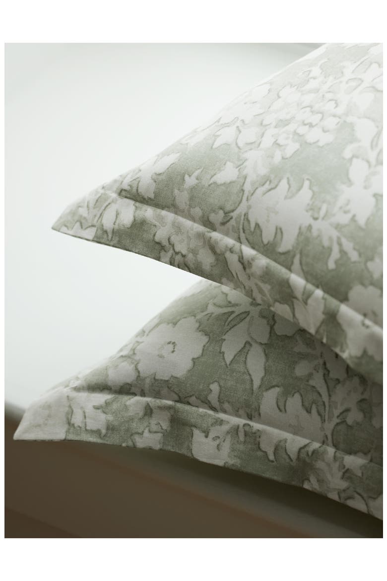 Heather Floral & Stripe Reversible Cotton Comforter & Sham Set, Alternate, color, GREEN