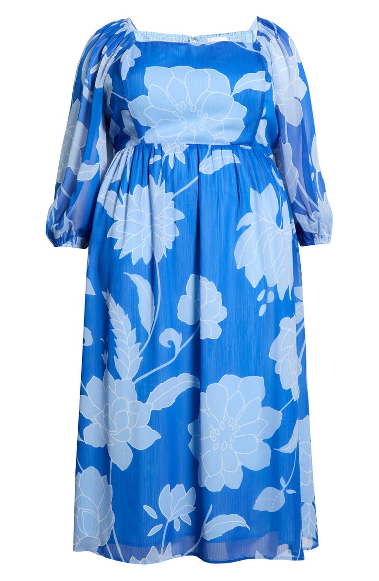 SUGARLIPS Seabloom Floral Amaretto Puff Long Sleeve Dress, Alternate, color, Cobalt-Blue