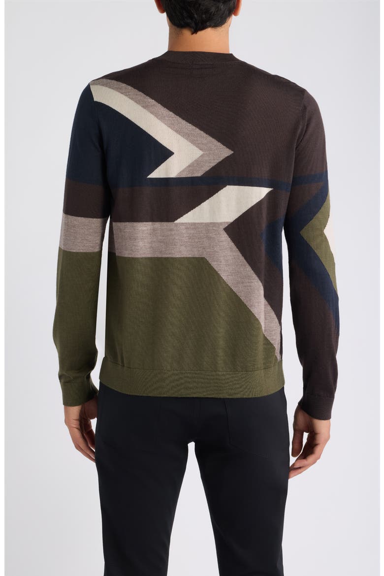 Wool Crewneck Sweater, Alternate, color, BROWN/ GREEN
