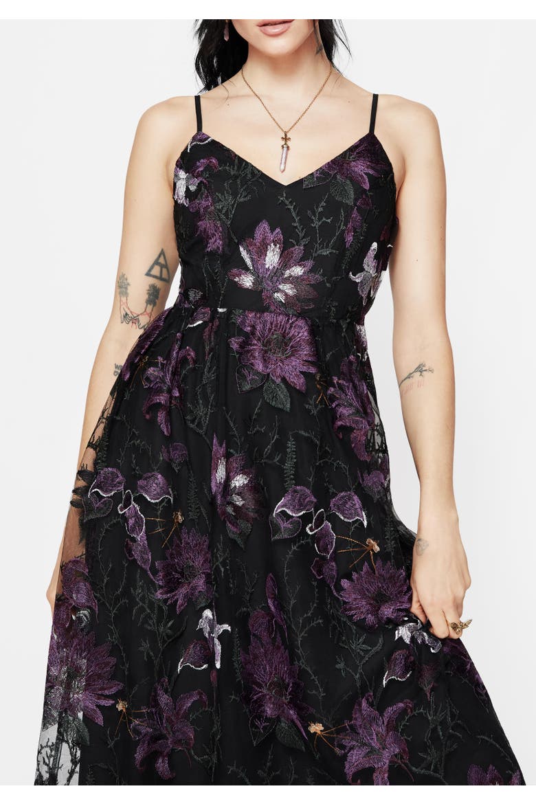 Estrid Embroidered Mesh Maxi Dress, Alternate, color, Purple