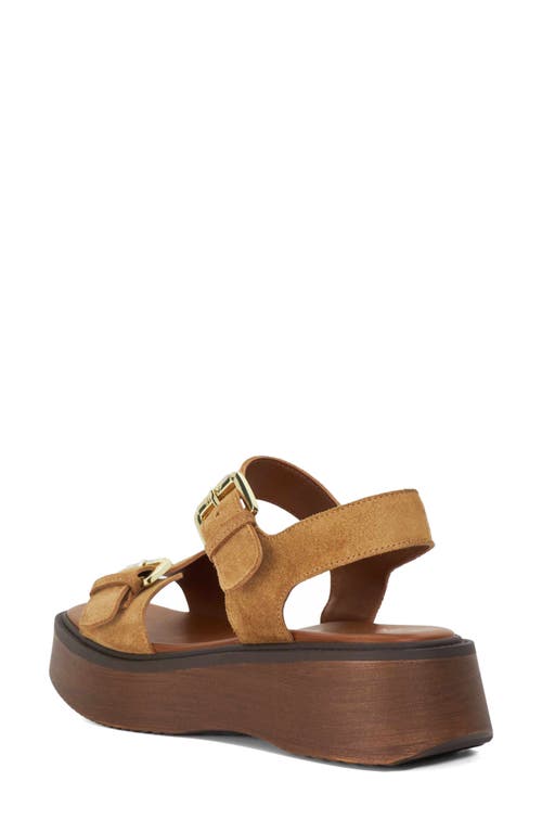 Dune London Luno Ankle Strap Platform Sandal In Sand