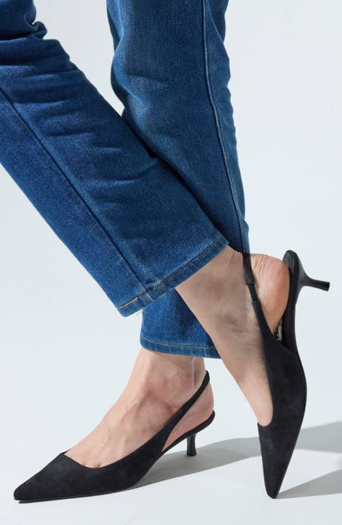 Yosi Samra Delilah Slingback Pointed Toe Kitten Heel Pump In Black
