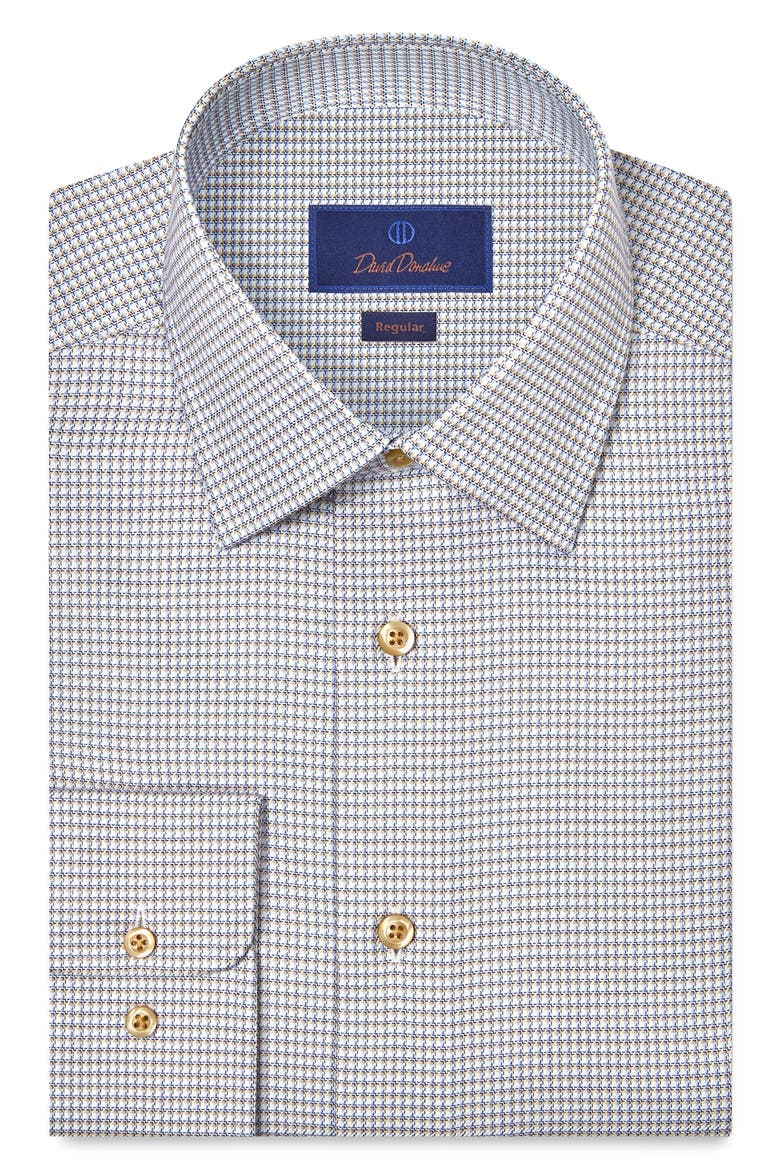 Regular Fit Microcheck Cotton Dress Shirt, Main, color, WHITE/ DUNE