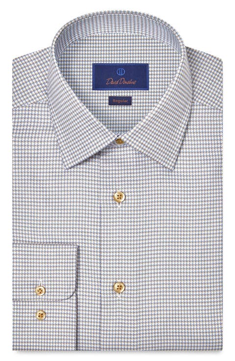 Regular Fit Microcheck Cotton Dress Shirt