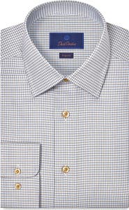 David Donahue Regular Fit Microcheck Cotton Dress Shirt