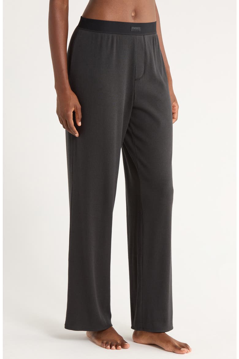 Stretch Cotton Rib Pajama Pants, Alternate, color, SOOT