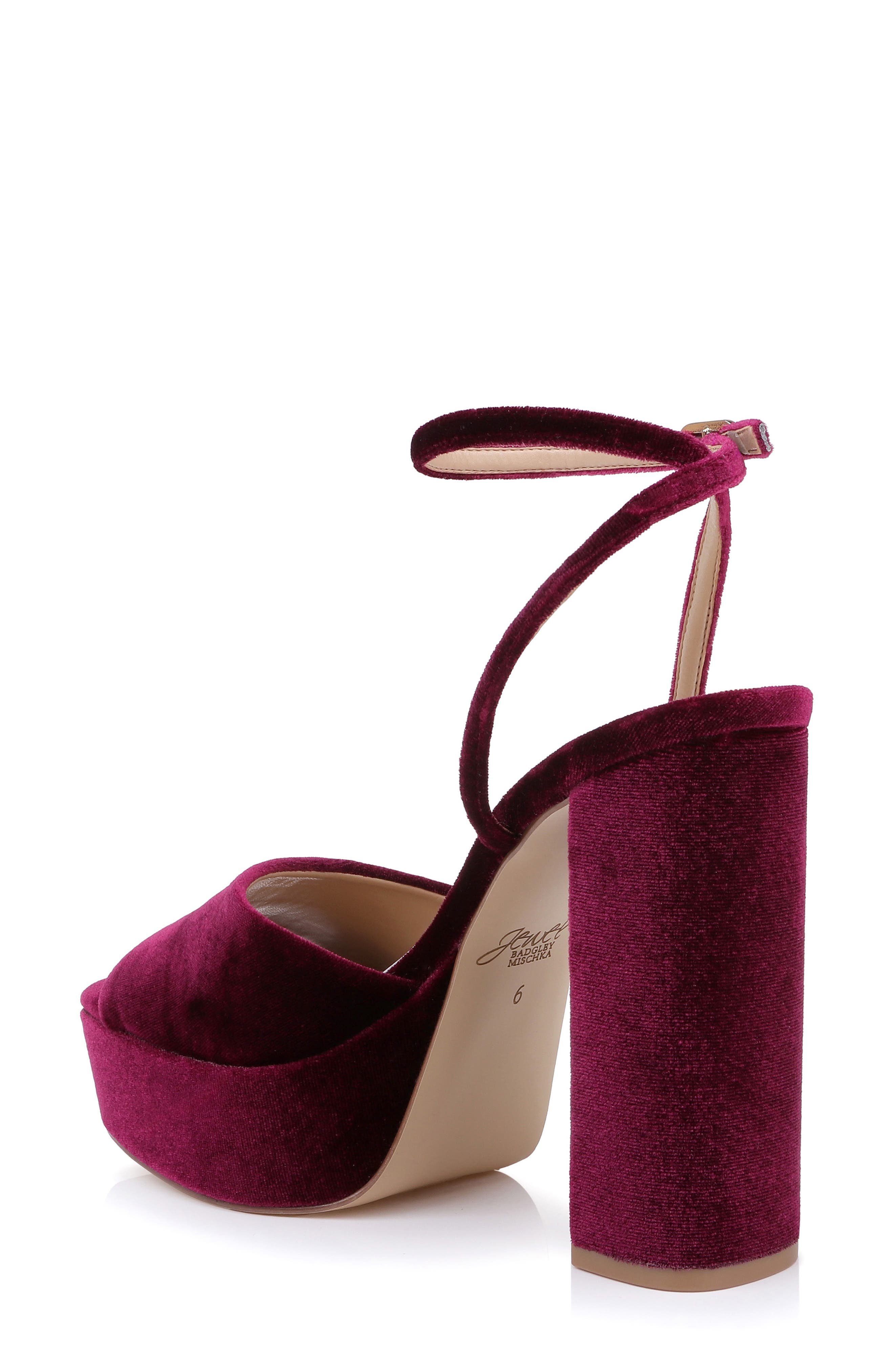 Bahari Platform Sandal, Alternate, color, BURGUNDY VELVET