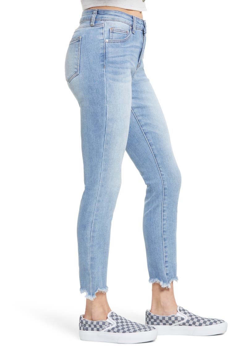 Eco Ashley High Waist Fray Hem Skinny Jeans, Alternate, color, LIGHT