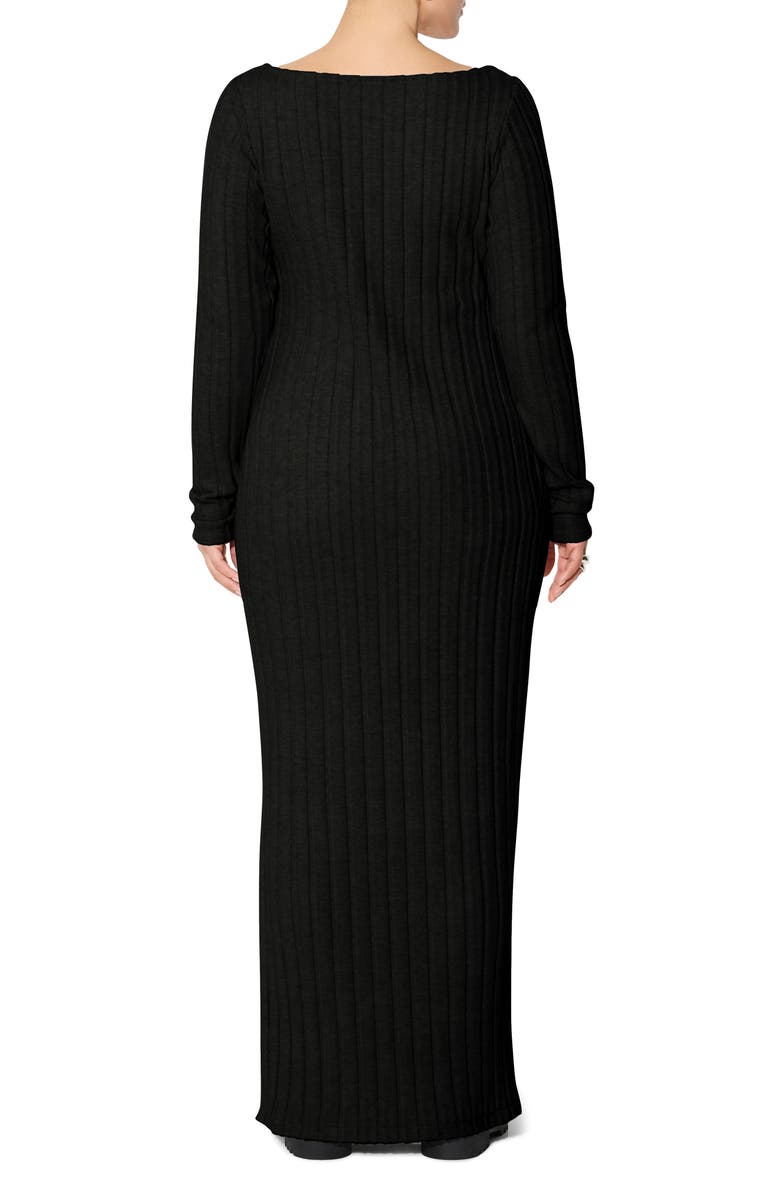 Marcella Penelope Long Sleeve Rib Maxi Sweater Dress, Alternate, color, Black