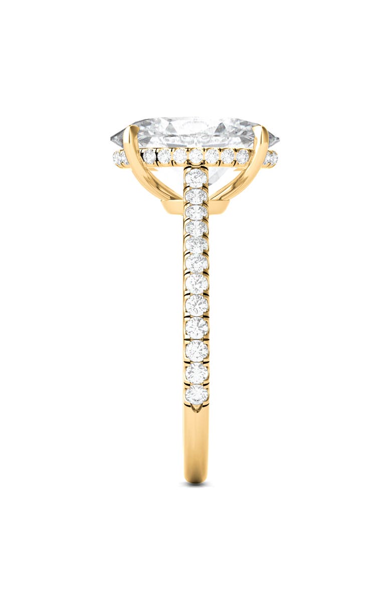 HauteCarat Oval Cut Pavé Lab Grown Diamond Ring, Alternate, color, 2.00 Ctw 18K Yellow Gold