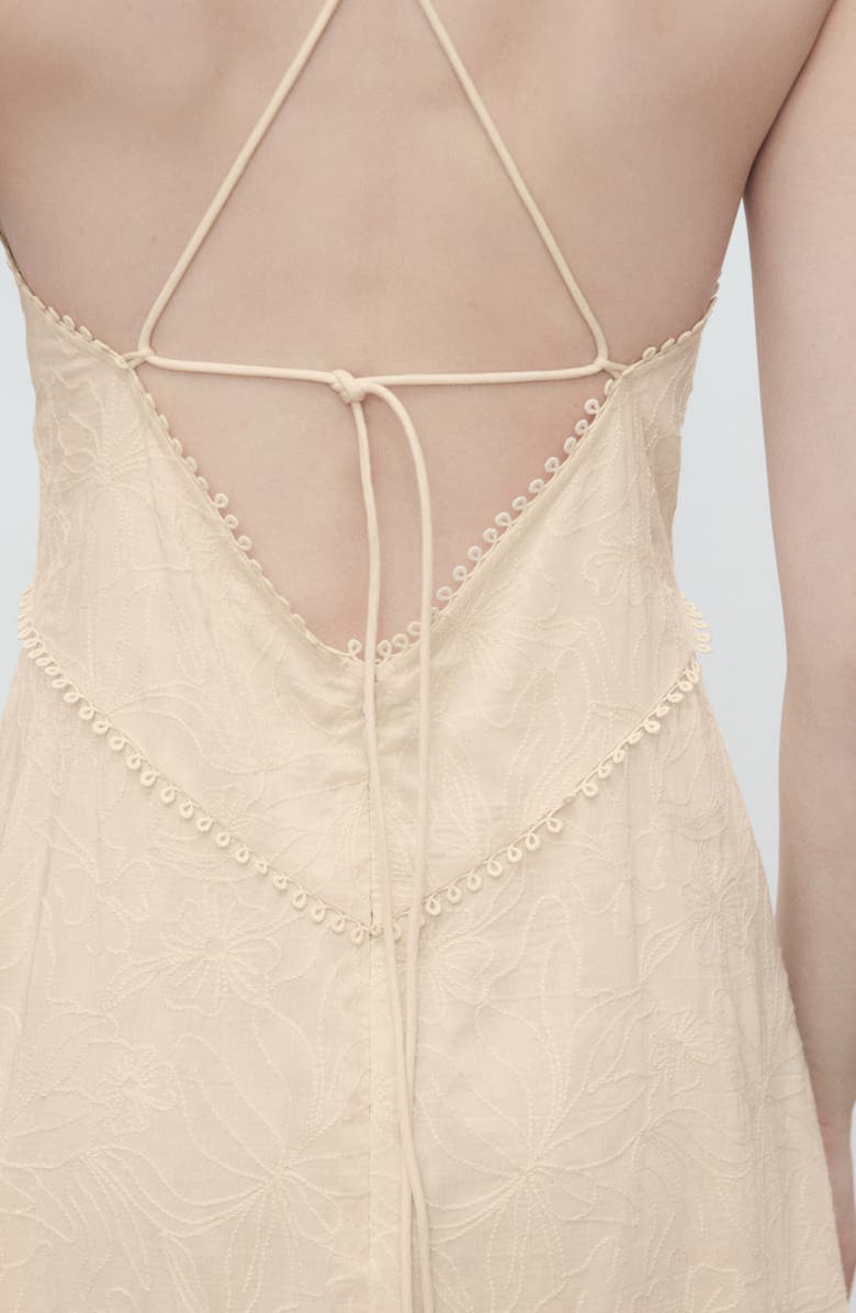 MANGO Embroidered Sleeveless Midi Dress, Alternate, color, Ecru