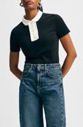 Isaac Mizrahi New York Cotton Ruffle Placket Polo