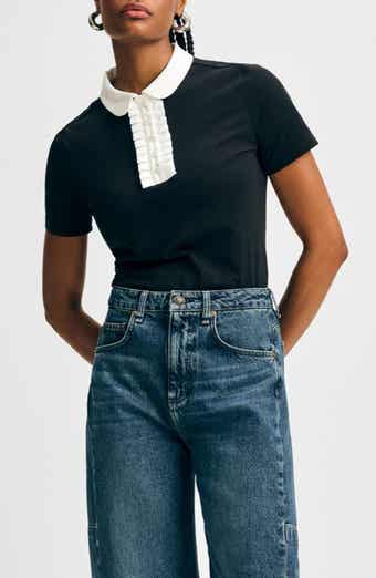 Cotton Ruffle Placket Polo