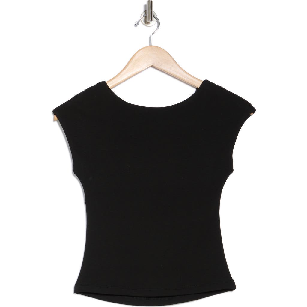 Elodie Cap Sleeve Low Back T-shirt In Black