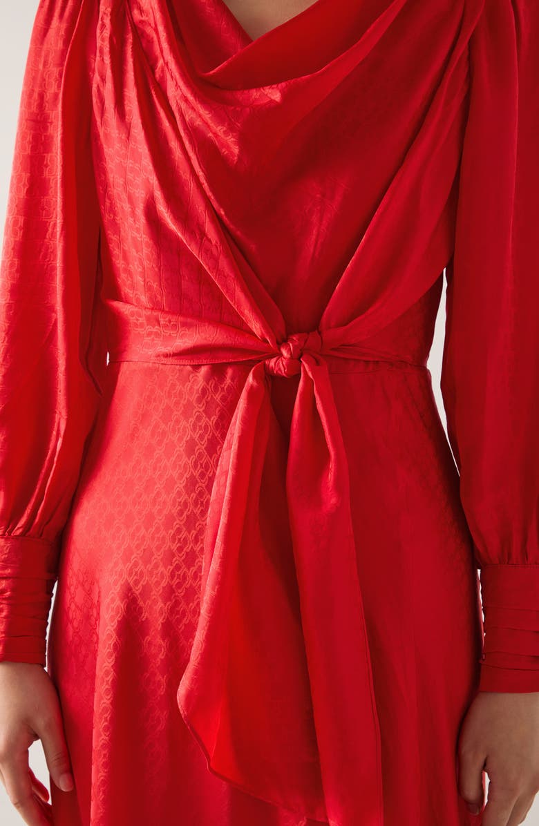 LK Bennett Lainey Tie Waist Long Sleeve Maxi Dress, Alternate, color, Red