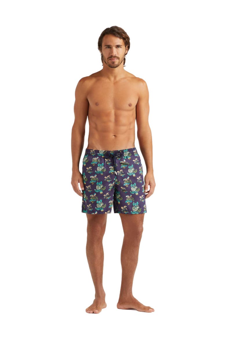 Men's Landscape Turtle Swim Trunks, Main, color, MINUIT