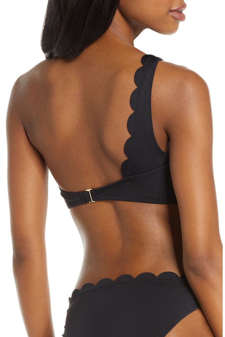 Scallop One-Shoulder Bikini Top, Alternate, color, BLACK