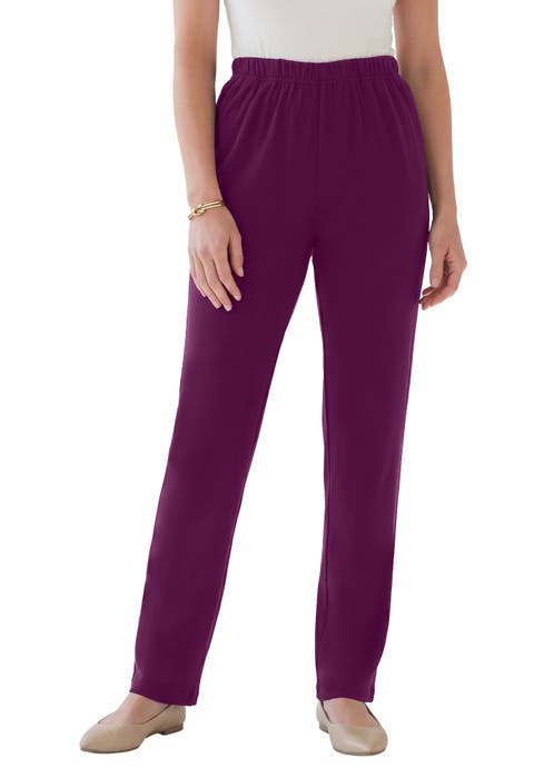 Plus Size Soft Knit Relaxed Pull-On Straight Leg Pant (Plus)