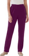 Roaman's Plus Size Soft Knit Relaxed Pull-On Straight Leg Pant