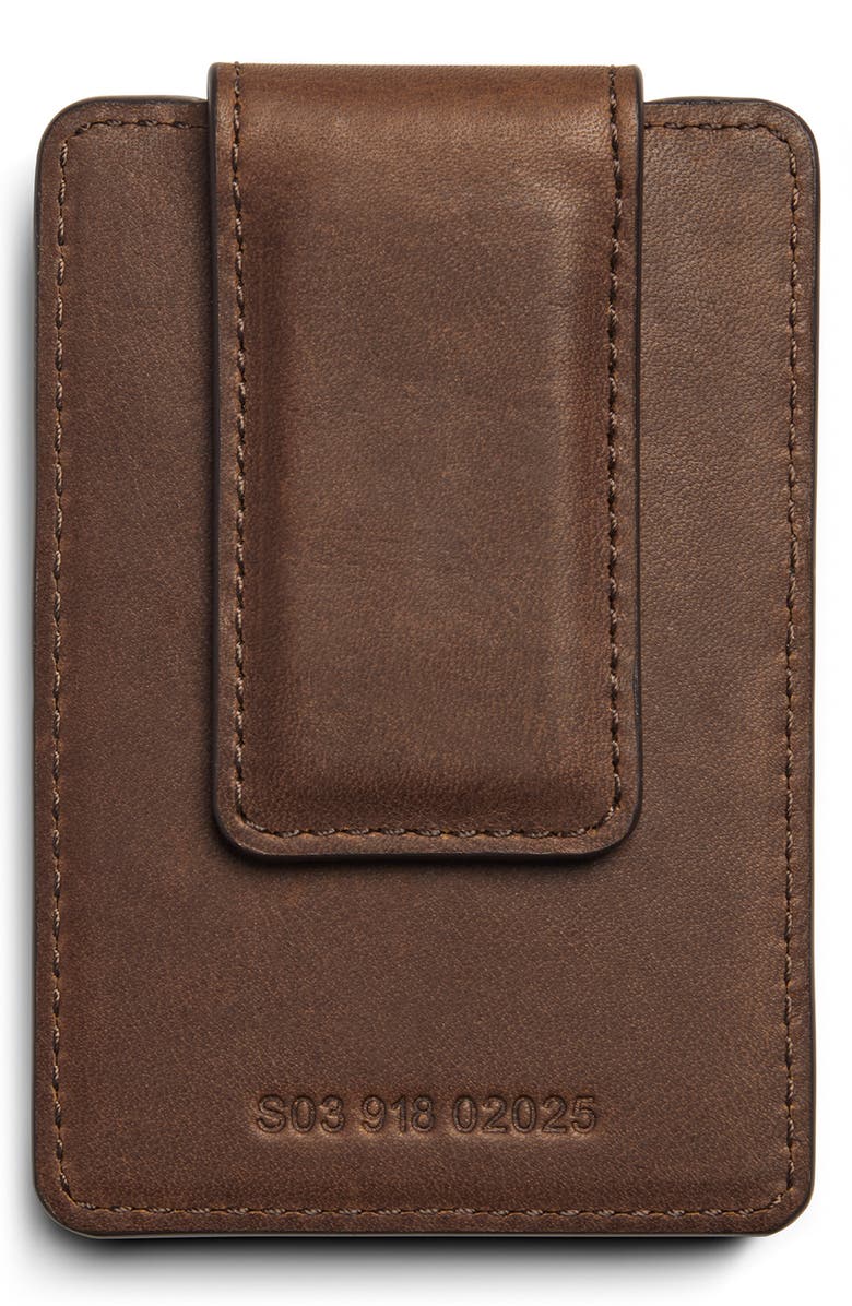 Shinola Money Clip Card Case, Main, color, Medium Brown