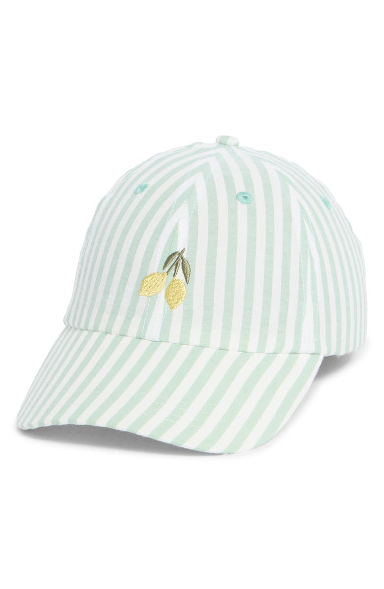 FRASIER STERLING Amalfi Lemon Canvas Adjustable Baseball Cap, Main, color, Green