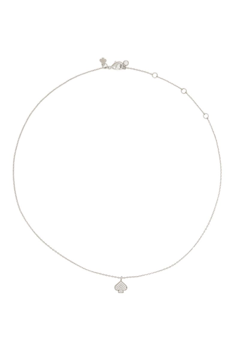 pavé crystal spade stud pendant necklace, Alternate, color, CLEAR/ SILVER.