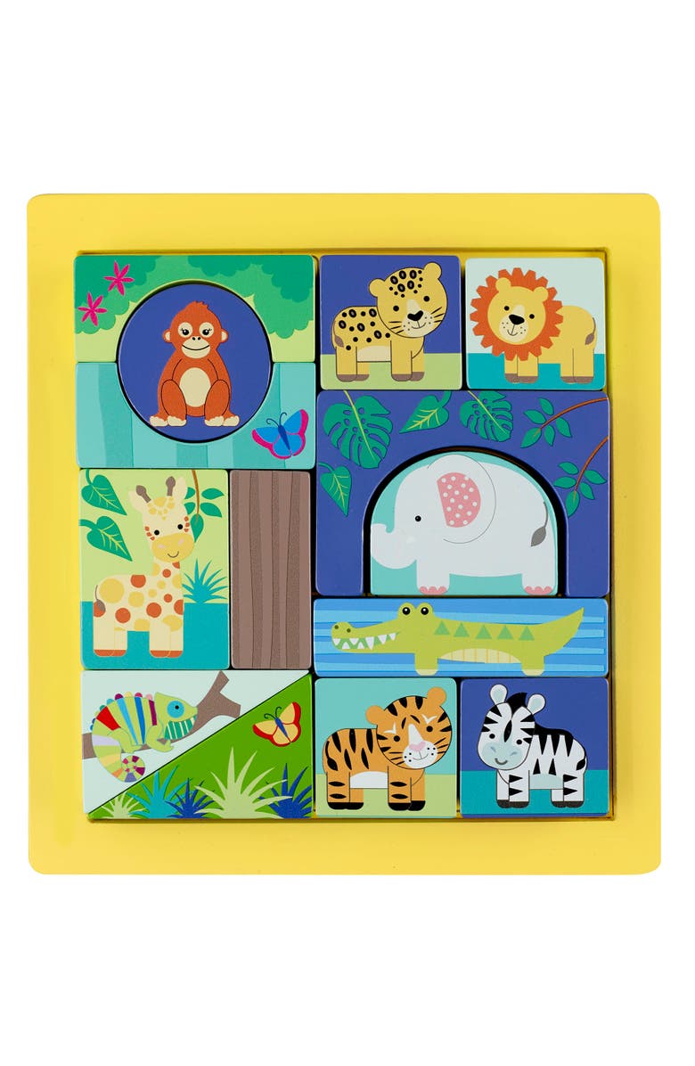 ORANGE TREE TOYS Jungle Animals Block Puzzle, Multicolor, 15 Piece, Kids Ages 1+, Main, color, Multicolored