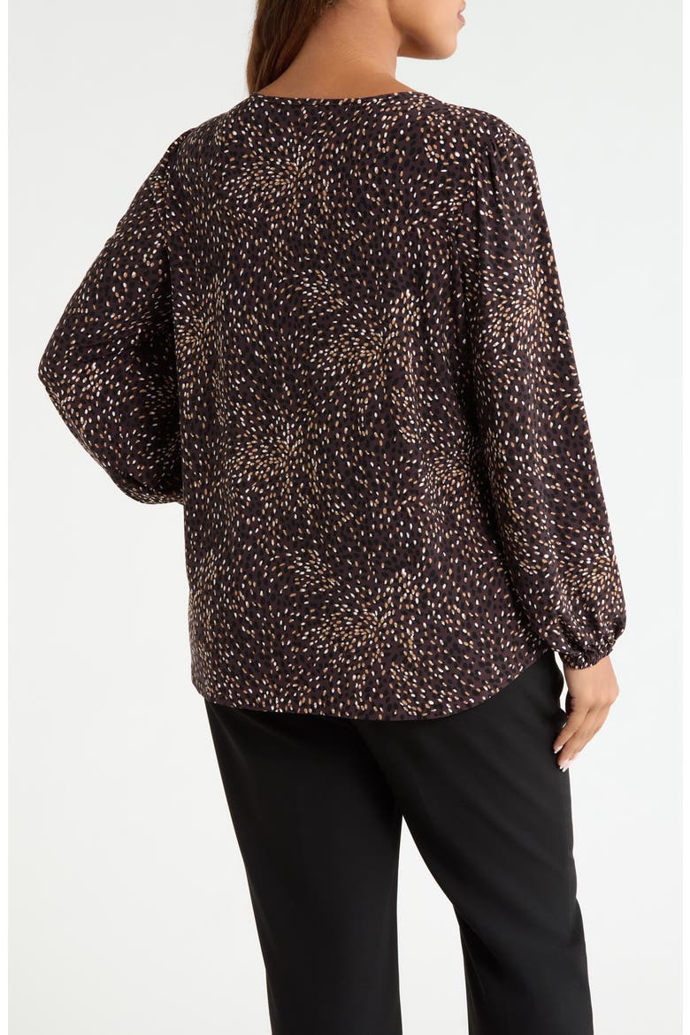 Dot Print Keyhole Top, Alternate, color, CHOCOLATE BROWN MULTI