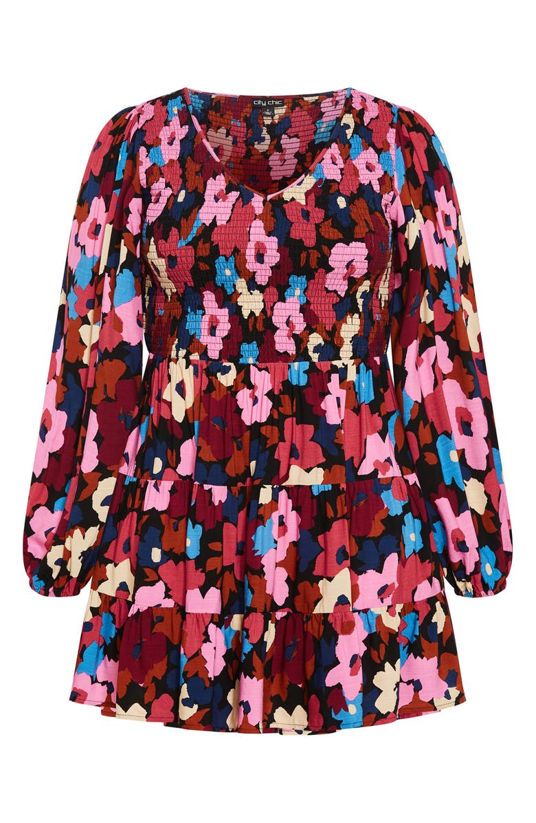 City Chic Jemma Long Sleeve Fit & Flare Minidress, Alternate, color,