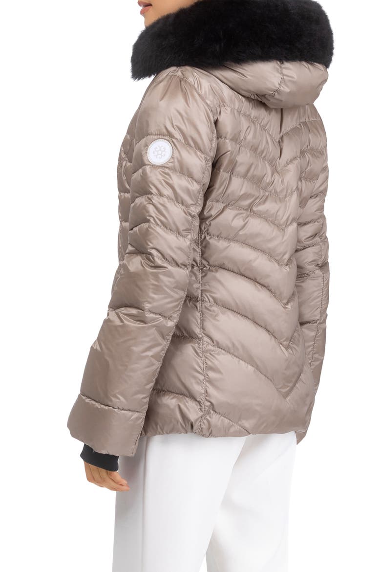 Apres-Ski Chevron Parka with Detachable Toscana Lamb Hood Trim, Alternate, color, Stone/Black